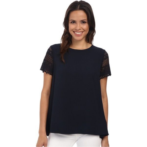 Michael Kors Crochet Sleeve Blouse - Picture 1 of 8